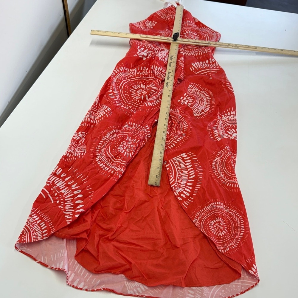 Andres Otalora Dress Womens 2 Red Orange Selva Mandala Halter Midi Sarong Resort - Picture 10 of 11